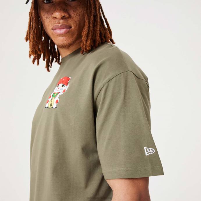 FFTN2983 New Era camiseta oversized verde médio personagem lucky paws