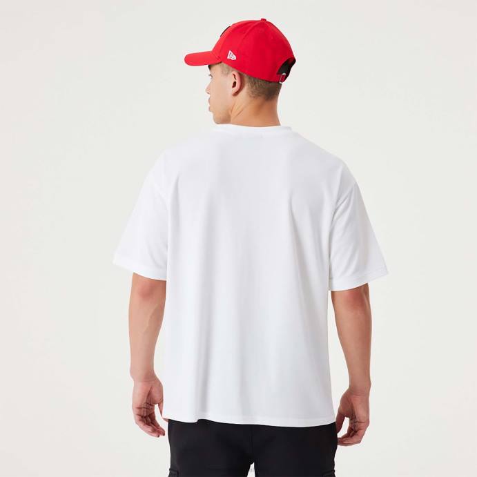 FFTN2985 New Era chicago bulls nba t-shirt oversized branca com script nba