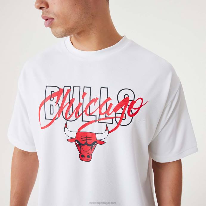 FFTN2985 New Era chicago bulls nba t-shirt oversized branca com script nba