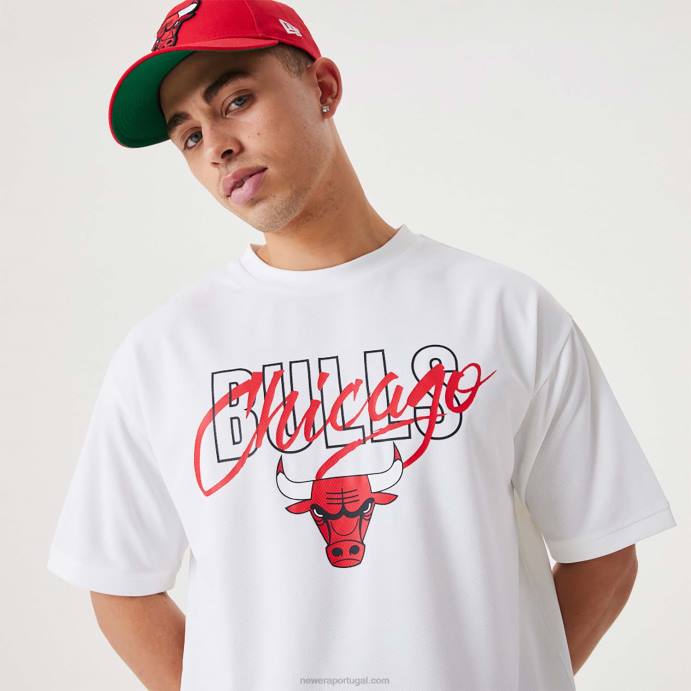FFTN2985 New Era chicago bulls nba t-shirt oversized branca com script nba
