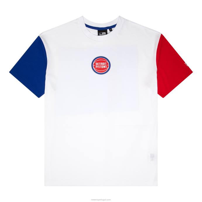 FFTN2986 New Era camiseta branca detroitpistons jogos da nba paris