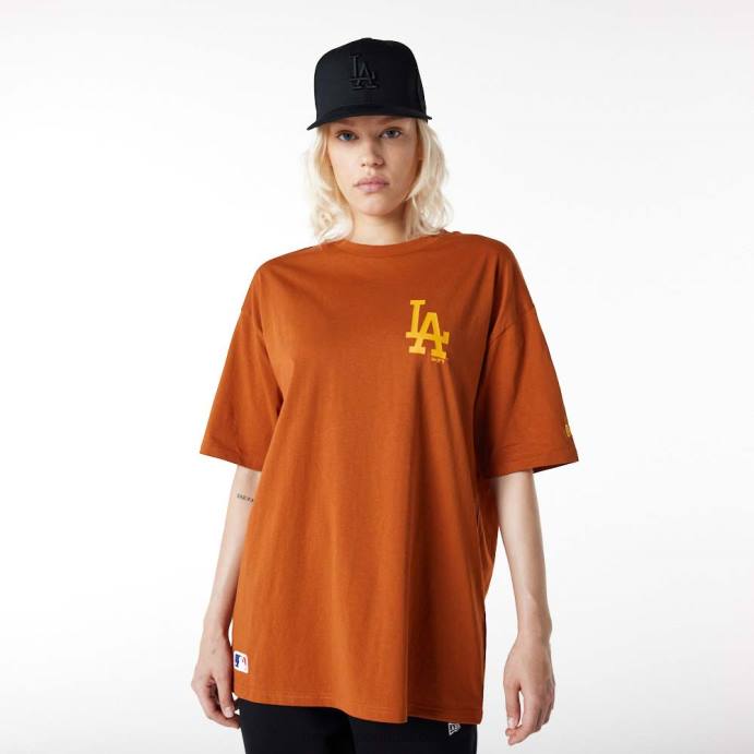 FFTN2987 New Era camiseta oversized laranja la dodgers essentials