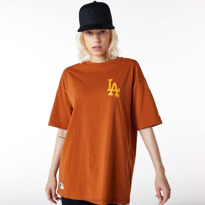 FFTN2987 New Era camiseta oversized laranja la dodgers essentials