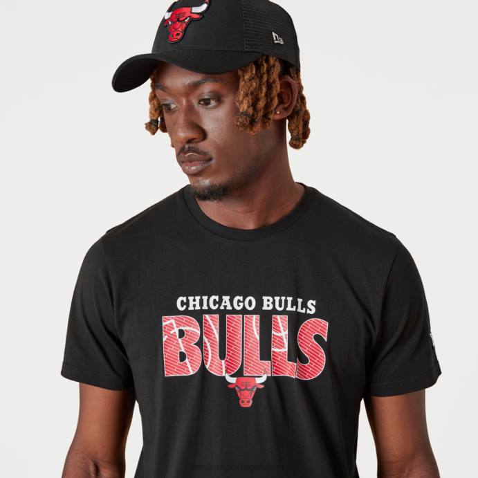 FFTN2992 New Era camiseta preta chicago bulls nba wordmark