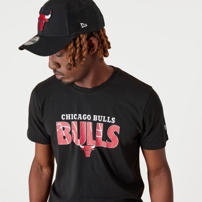 FFTN2992 New Era camiseta preta chicago bulls nba wordmark