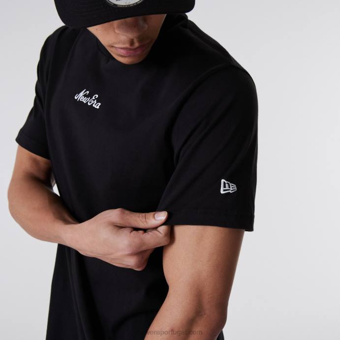 FFTN2993 New Era camiseta preta script essencial