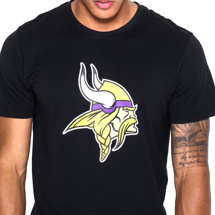 FFTN2995 New Era camiseta preta com logotipo do time minnesota vikings