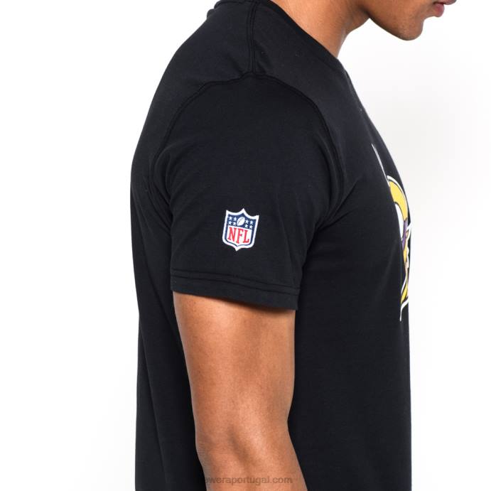 FFTN2995 New Era camiseta preta com logotipo do time minnesota vikings