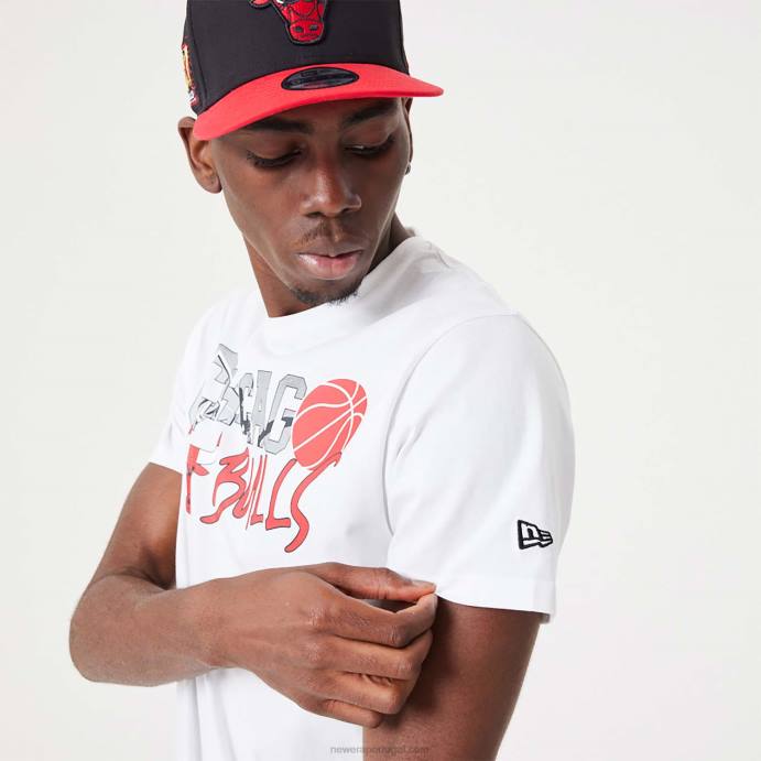 FFTN2998 New Era chicago bulls nba infill t-shirt branca com estampa
