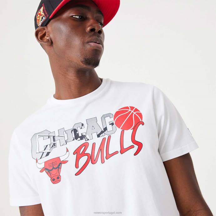 FFTN2998 New Era chicago bulls nba infill t-shirt branca com estampa