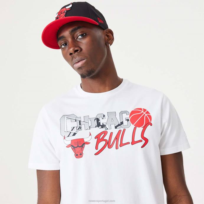 FFTN2998 New Era chicago bulls nba infill t-shirt branca com estampa