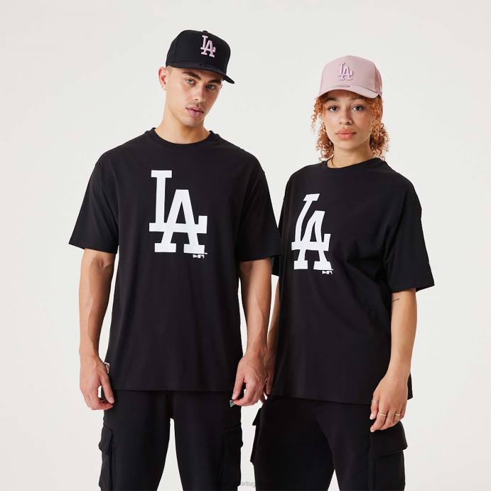 FFTN2999 New Era camiseta oversized preta la dodgers mlb league essencial