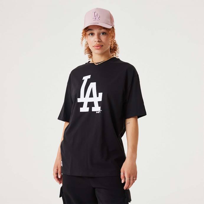 FFTN2999 New Era camiseta oversized preta la dodgers mlb league essencial