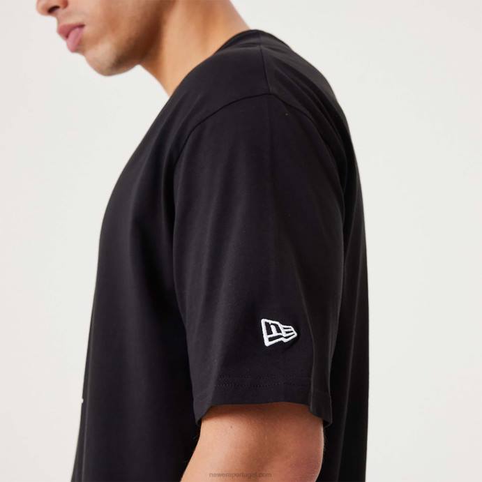 FFTN2999 New Era camiseta oversized preta la dodgers mlb league essencial