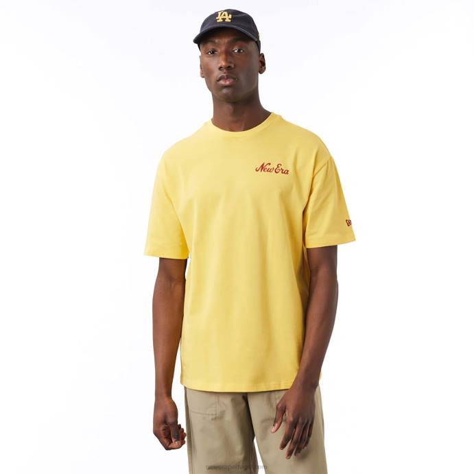 FFTN3004 New Era camiseta oversized amarela com gráfico de comida