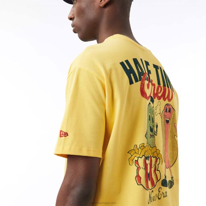 FFTN3004 New Era camiseta oversized amarela com gráfico de comida