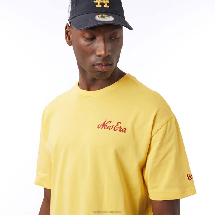 FFTN3004 New Era camiseta oversized amarela com gráfico de comida