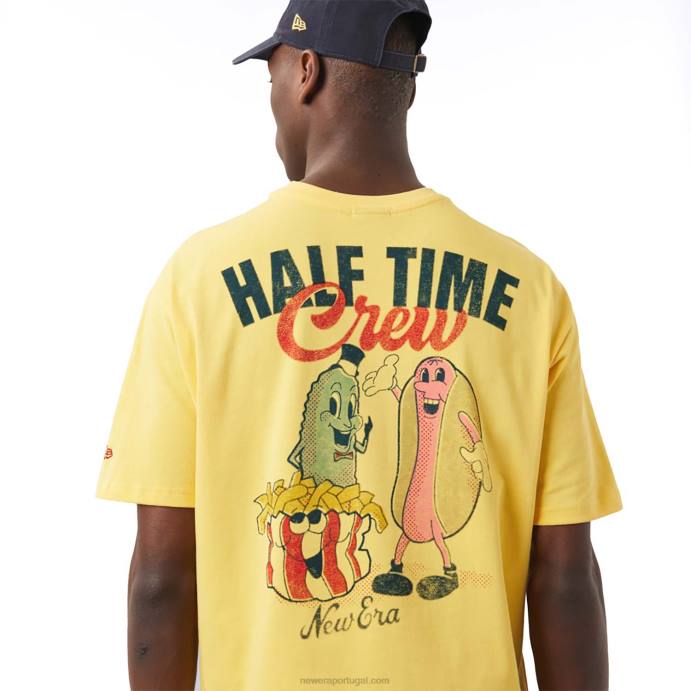FFTN3004 New Era camiseta oversized amarela com gráfico de comida