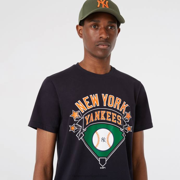 FFTN3007 New Era t-shirt New York Yankees estampado azul marinho