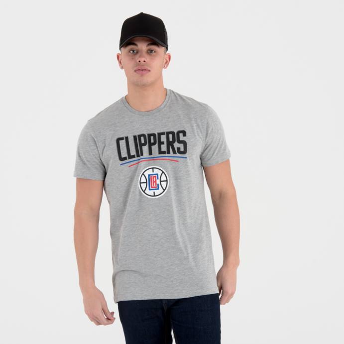 FFTN3010 New Era la clippers camiseta cinza com logo do time da nba