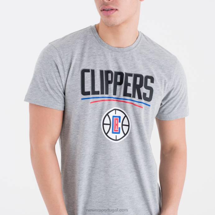 FFTN3010 New Era la clippers camiseta cinza com logo do time da nba