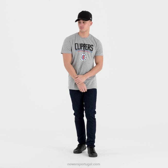 FFTN3010 New Era la clippers camiseta cinza com logo do time da nba