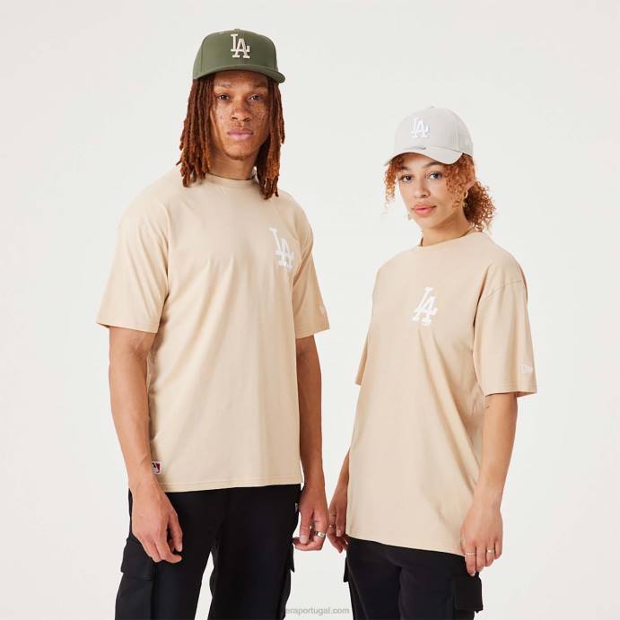 FFTN3013 New Era camiseta oversized bege claro essencial la dodgers mlb league