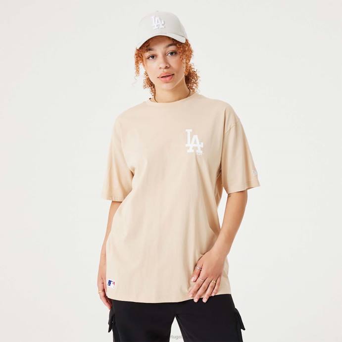 FFTN3013 New Era camiseta oversized bege claro essencial la dodgers mlb league