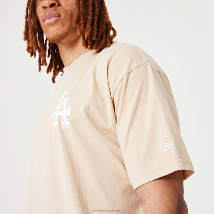 FFTN3013 New Era camiseta oversized bege claro essencial la dodgers mlb league