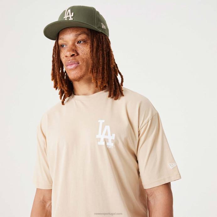 FFTN3013 New Era camiseta oversized bege claro essencial la dodgers mlb league