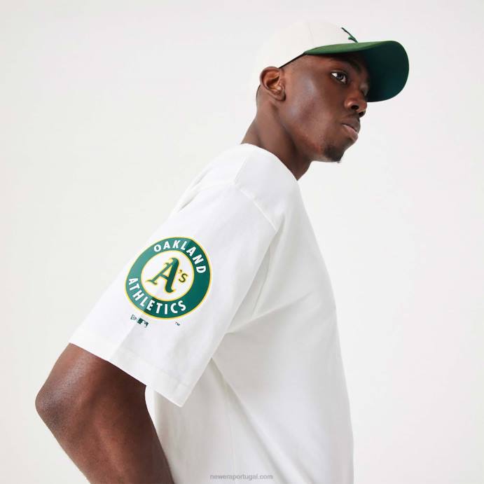 FFTN3014 New Era Oakland Athletics MLB Heritage Open Camiseta oversized branca