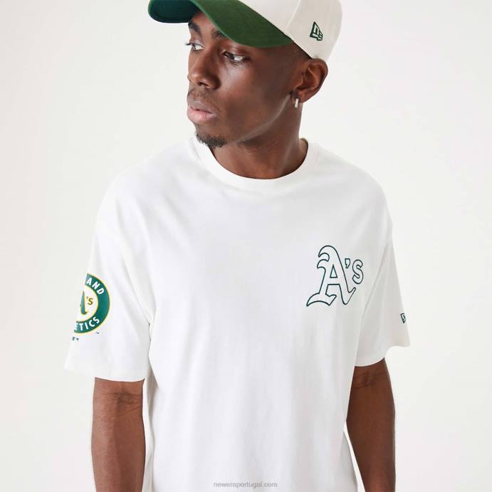 FFTN3014 New Era Oakland Athletics MLB Heritage Open Camiseta oversized branca