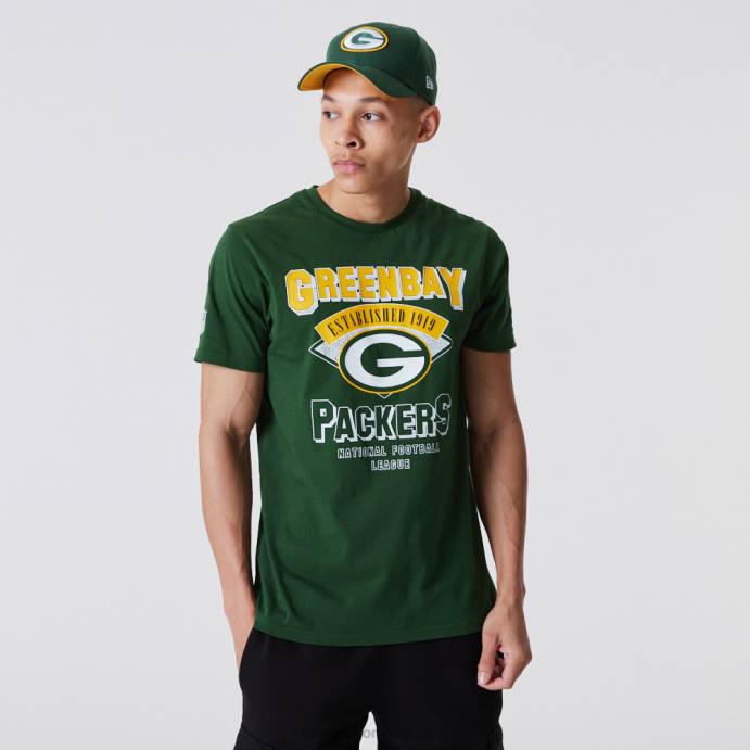 FFTN3015 New Era camiseta green bay packers nfl team com marca nominativa verde escuro