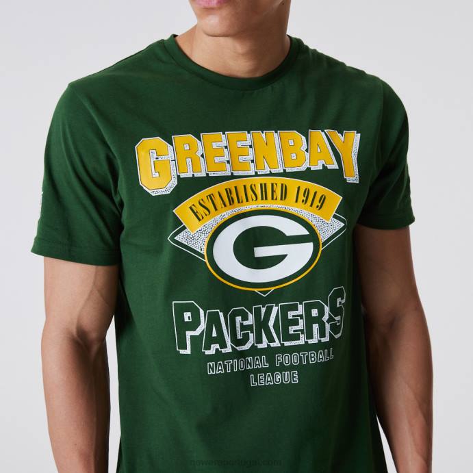 FFTN3015 New Era camiseta green bay packers nfl team com marca nominativa verde escuro