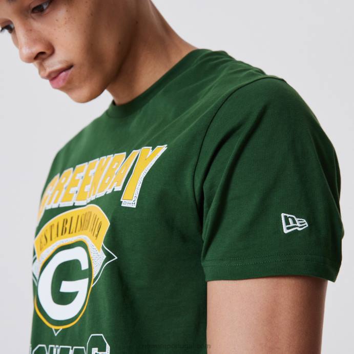 FFTN3015 New Era camiseta green bay packers nfl team com marca nominativa verde escuro
