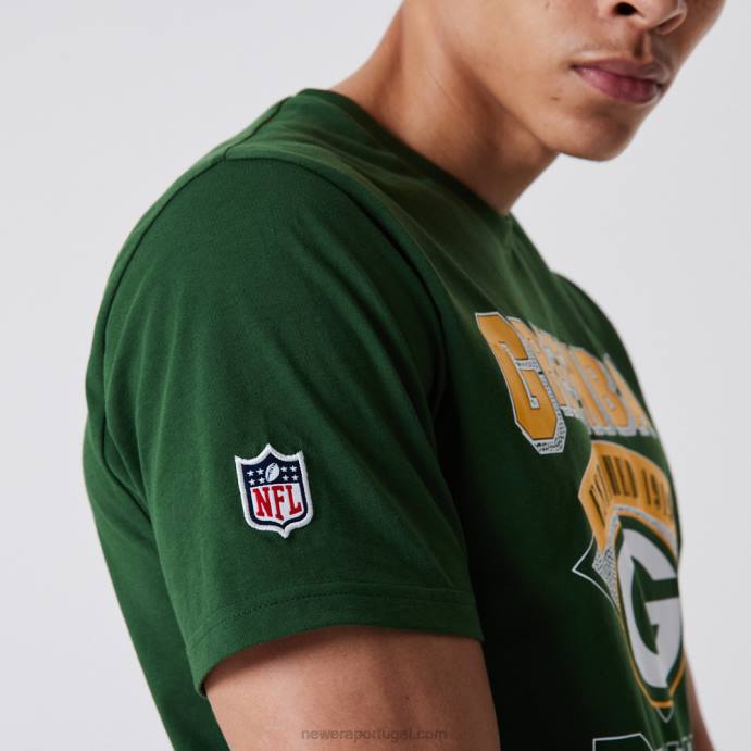 FFTN3015 New Era camiseta green bay packers nfl team com marca nominativa verde escuro