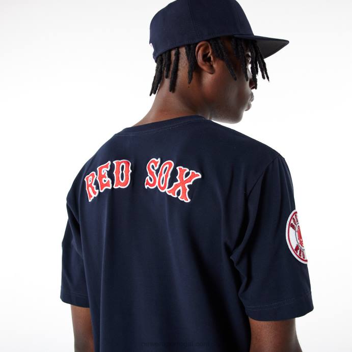FFTN3016 New Era camiseta boton red sox mlb logo select azul marinho