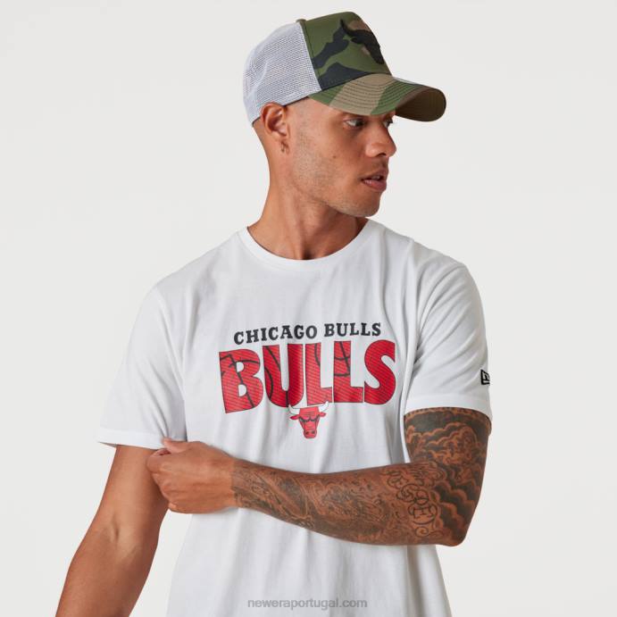 FFTN3020 New Era camiseta branca chicago bulls nba wordmark