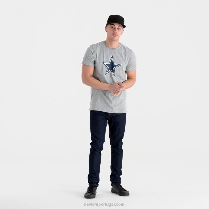 FFTN3022 New Era camiseta cinza com logo do time Dallas Cowboys