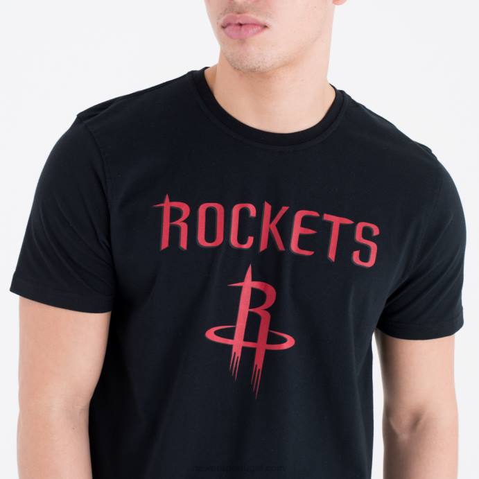 FFTN3024 New Era houston rockets camiseta preta com logo da equipe da nba