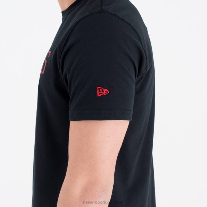 FFTN3024 New Era houston rockets camiseta preta com logo da equipe da nba