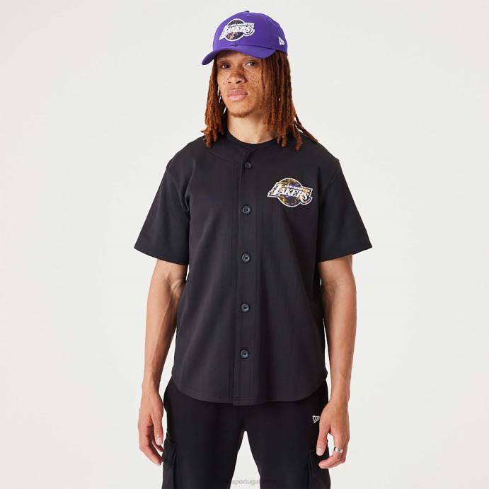 FFTN3025 New Era la lakers nba infill logotipo da equipe camisa preta