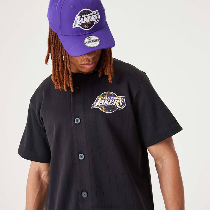 FFTN3025 New Era la lakers nba infill logotipo da equipe camisa preta
