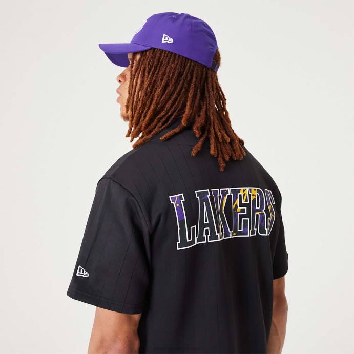 FFTN3025 New Era la lakers nba infill logotipo da equipe camisa preta