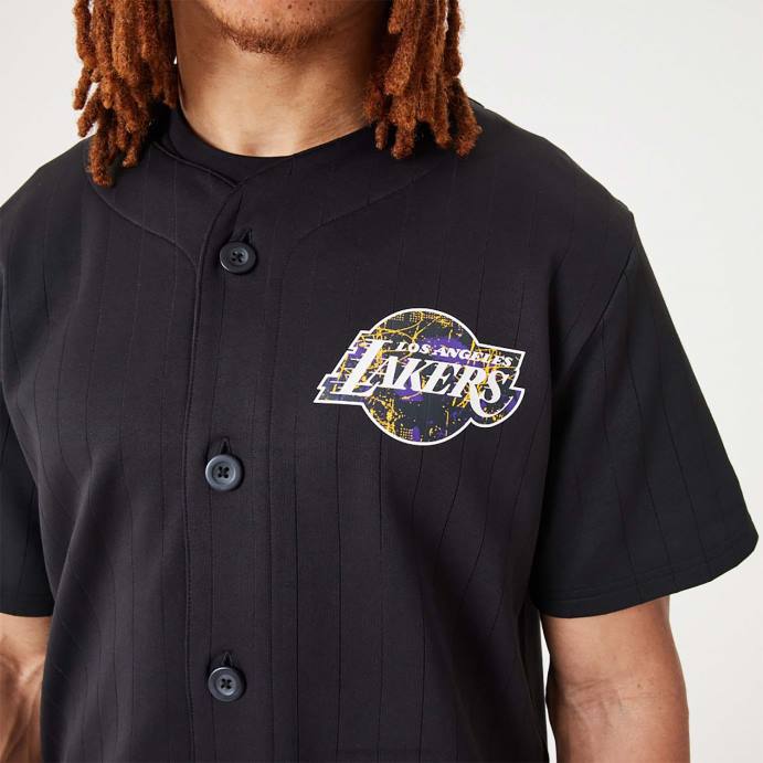 FFTN3025 New Era la lakers nba infill logotipo da equipe camisa preta