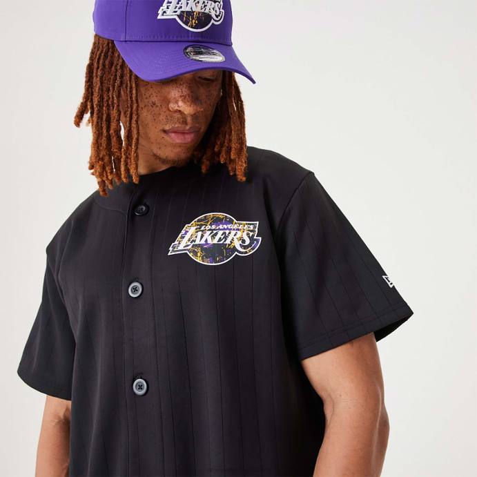 FFTN3025 New Era la lakers nba infill logotipo da equipe camisa preta