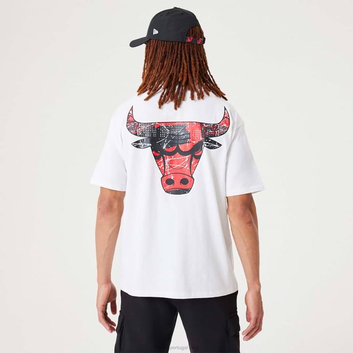 FFTN3026 New Era chicago bulls nba infill team camiseta oversized branca