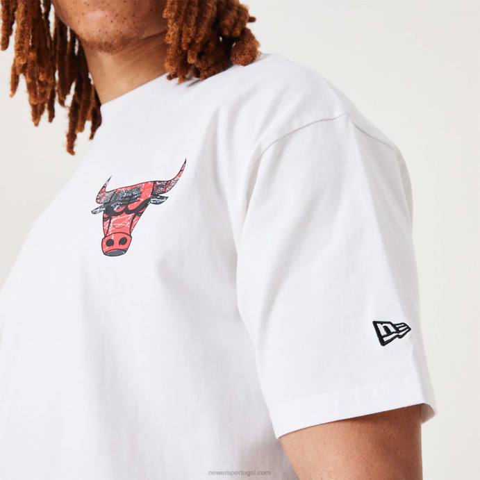 FFTN3026 New Era chicago bulls nba infill team camiseta oversized branca