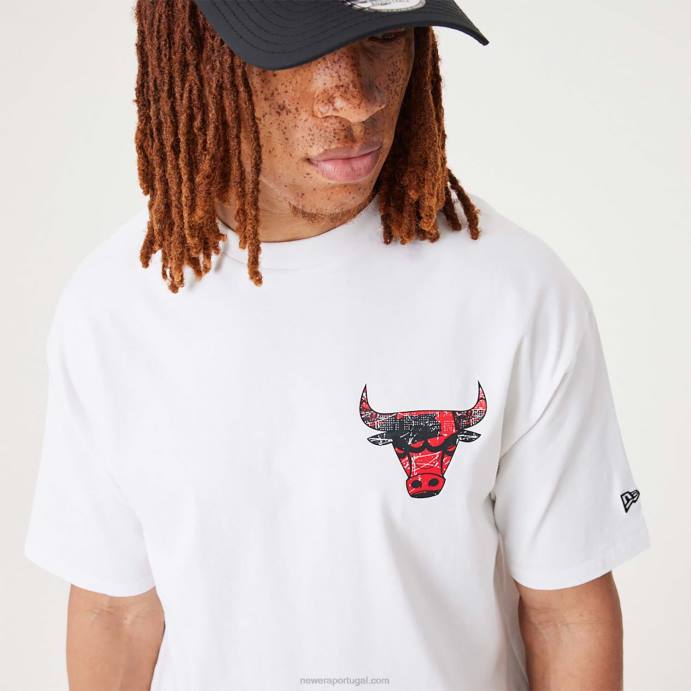 FFTN3026 New Era chicago bulls nba infill team camiseta oversized branca
