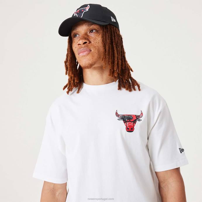 FFTN3026 New Era chicago bulls nba infill team camiseta oversized branca